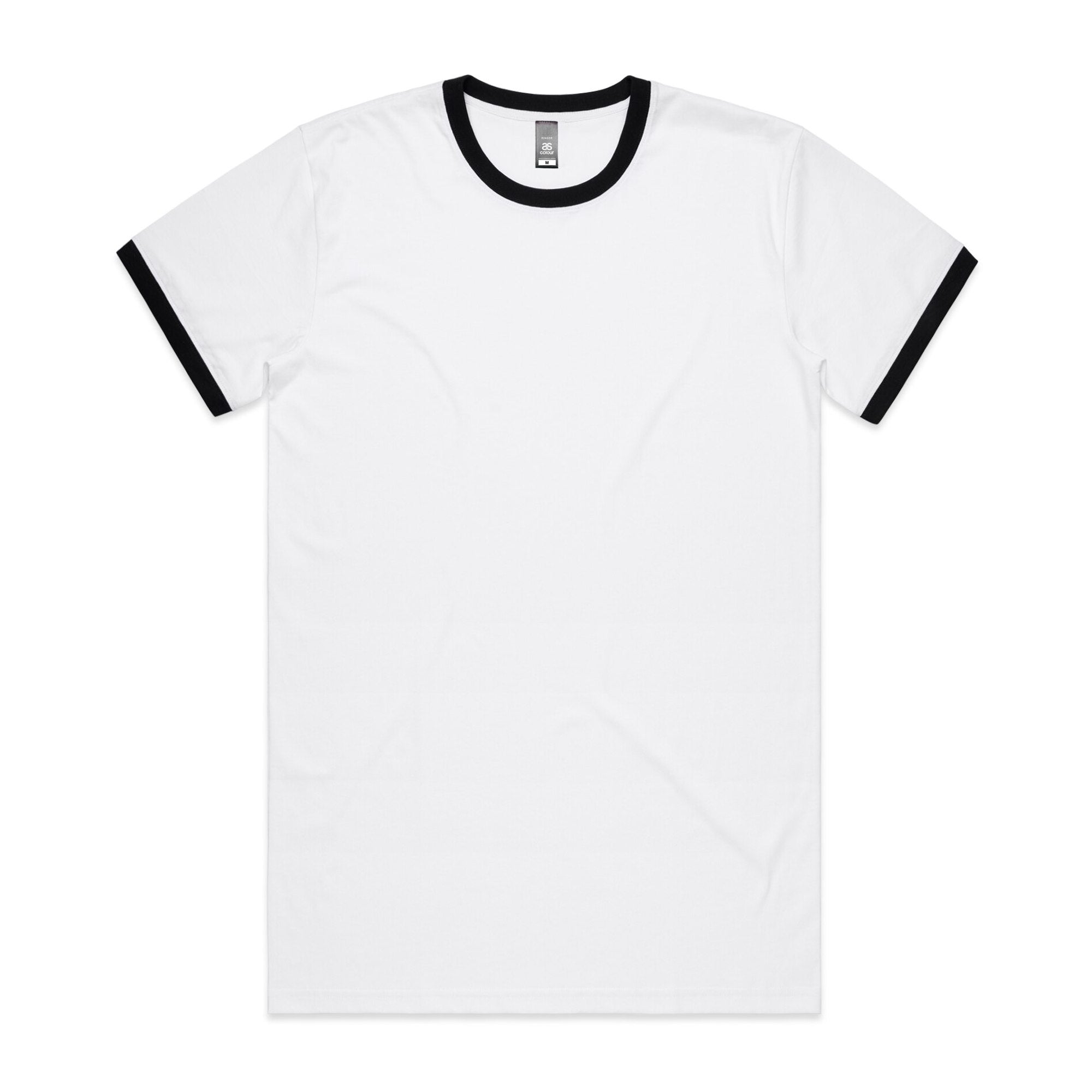 Men's Staple Ringer Tee Shirt | Arena Custom Blanks - Arena Prints - Front - White - Black - White