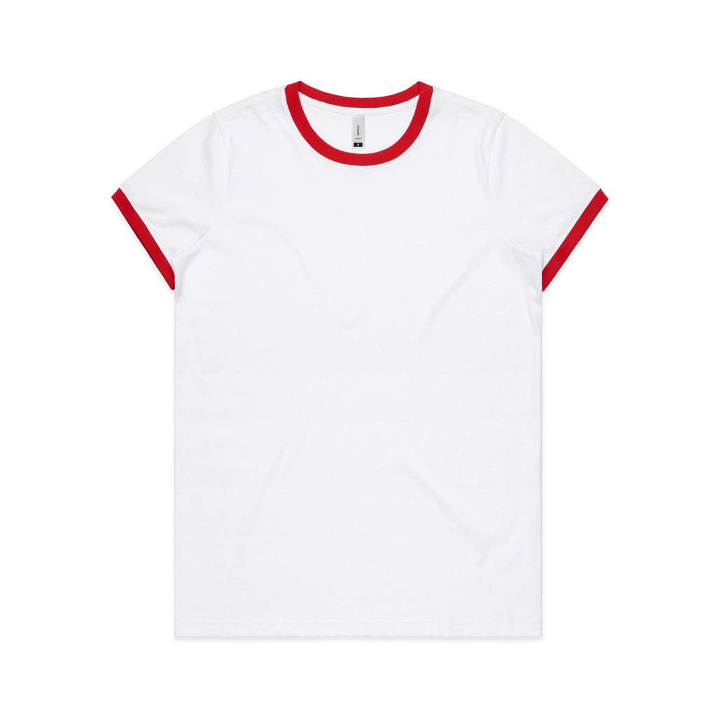 Women's Maple Ringer Tee | Arena Custom Blanks - Arena Prints - Front - Red