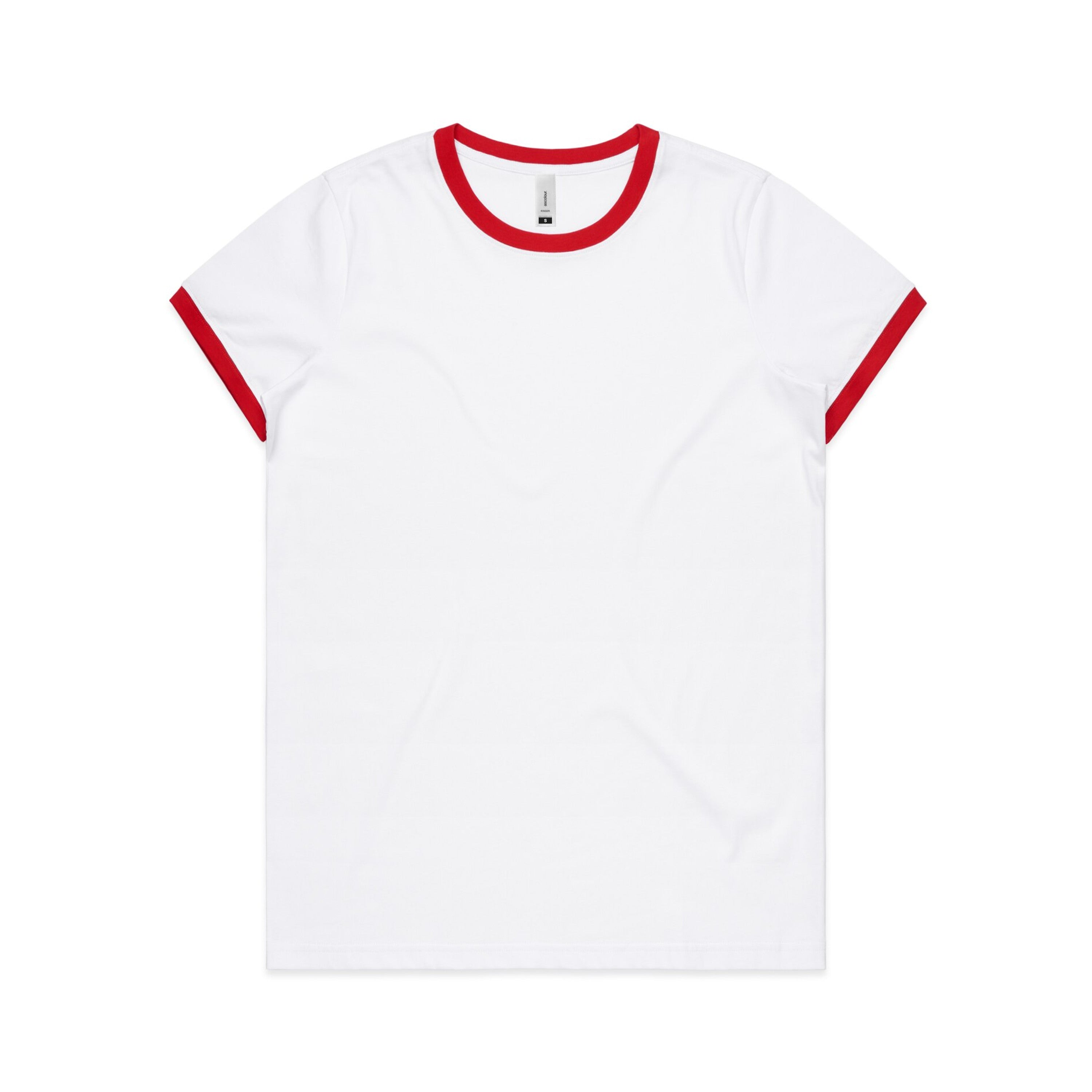 Women's Maple Ringer Tee | Arena Custom Blanks - Arena Prints - Front - Red