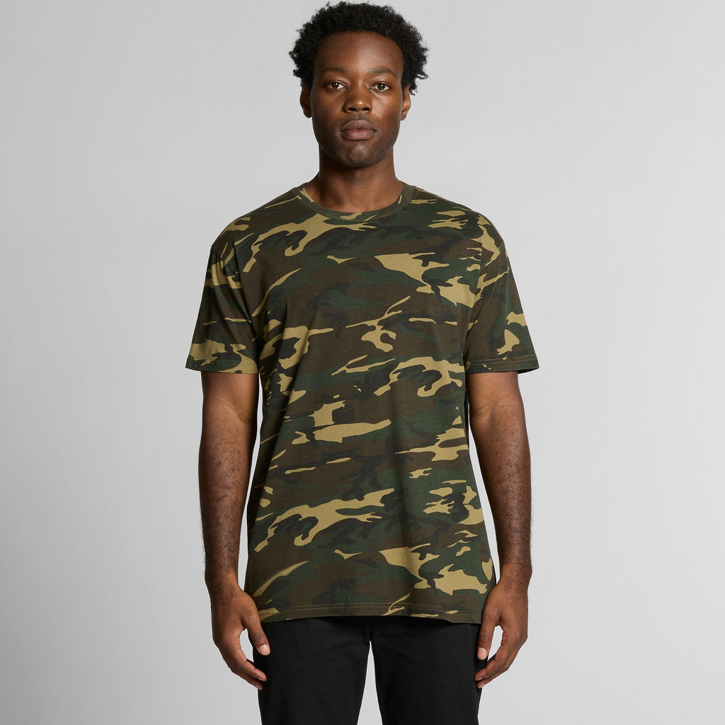 Men's Staple Camo Tee Shirt | Arena Custom Blanks - Arena Prints - Modeled Shot - Front