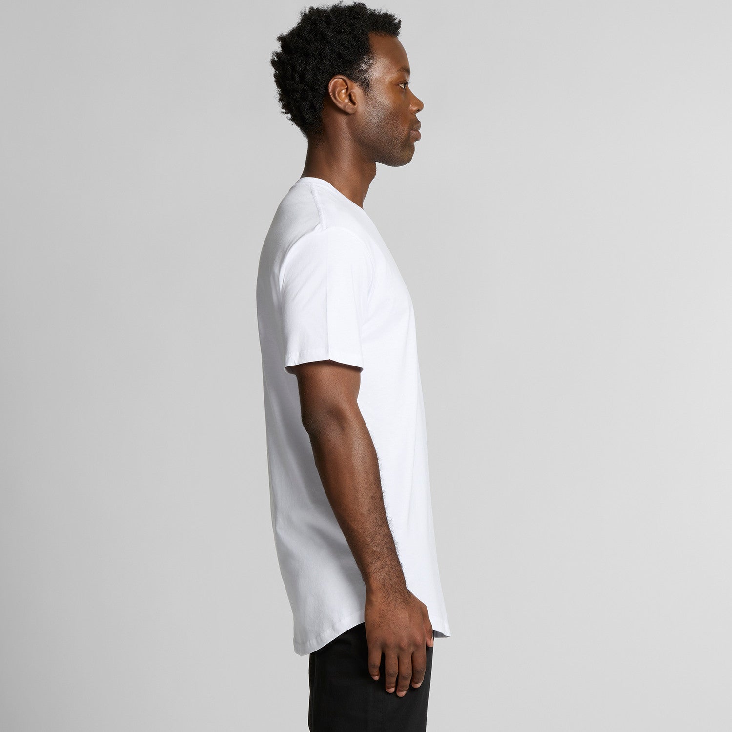 Men's Staple Curve Tee | Arena Custom Blanks - Arena Prints - Modeled Shot - Side