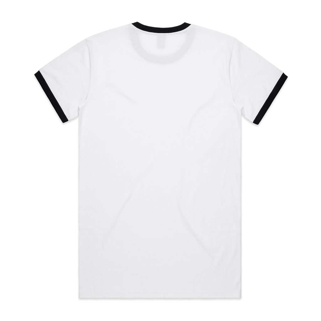 Men's Staple Ringer Tee Shirt | Arena Custom Blanks - Arena Prints - Back - White - Black - White
