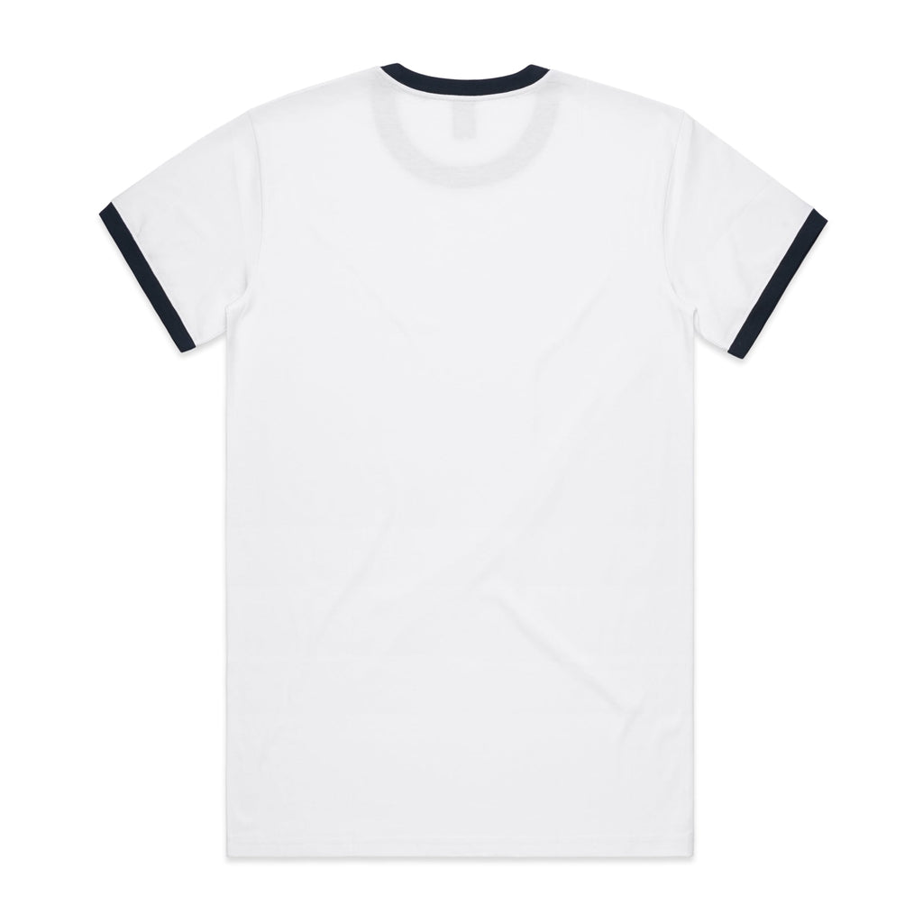 Men's Staple Ringer Tee Shirt | Arena Custom Blanks - Arena Prints - Back - White - Navy - White