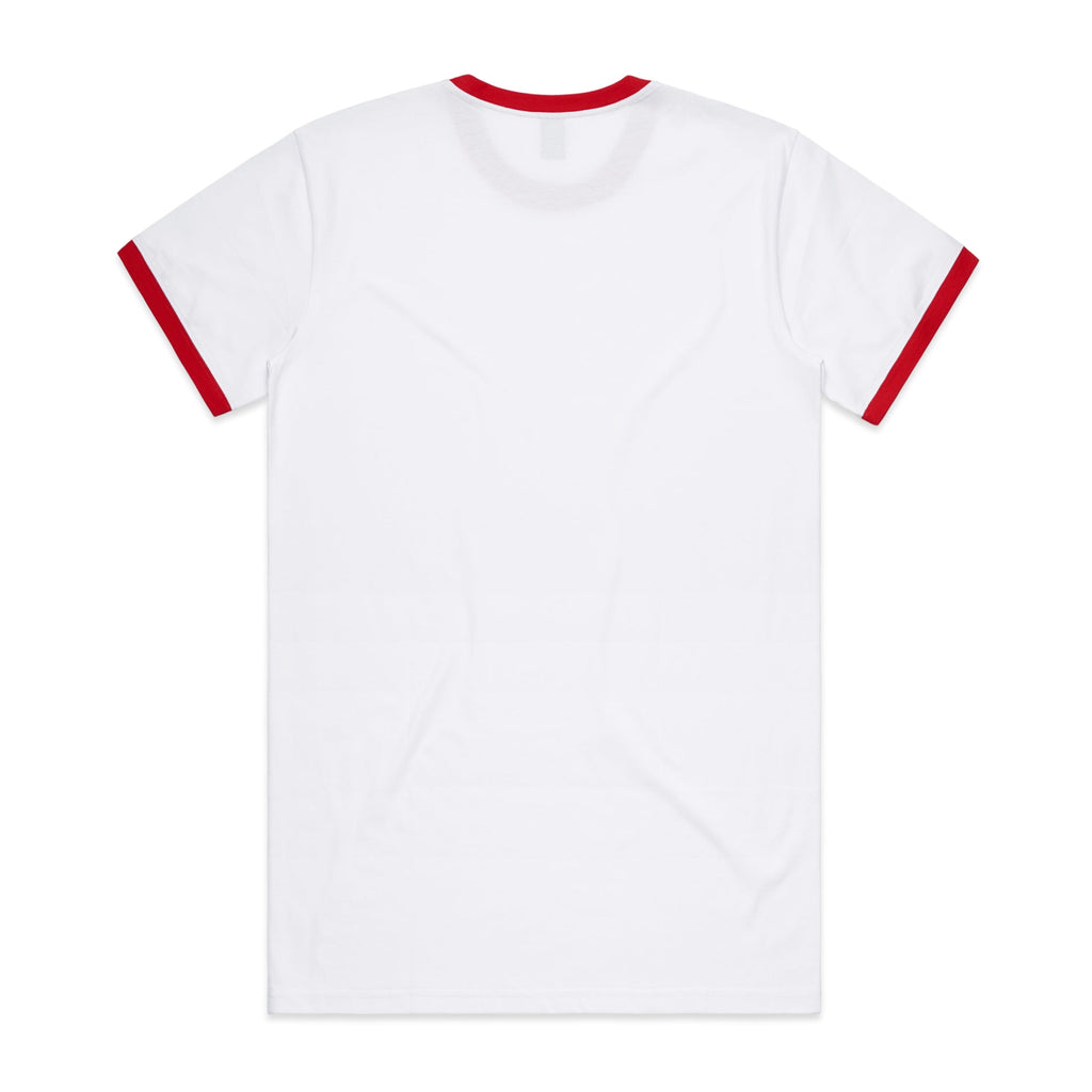 Men's Staple Ringer Tee Shirt | Arena Custom Blanks - Arena Prints - Back - White - Red - White