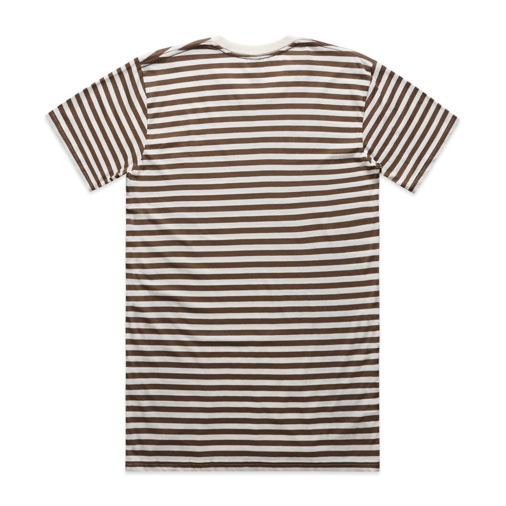 Men's Staple Stripe Tee Shirt | Arena Custom Blanks - Arena Prints - Back -Walnut - Brown - Natural - White