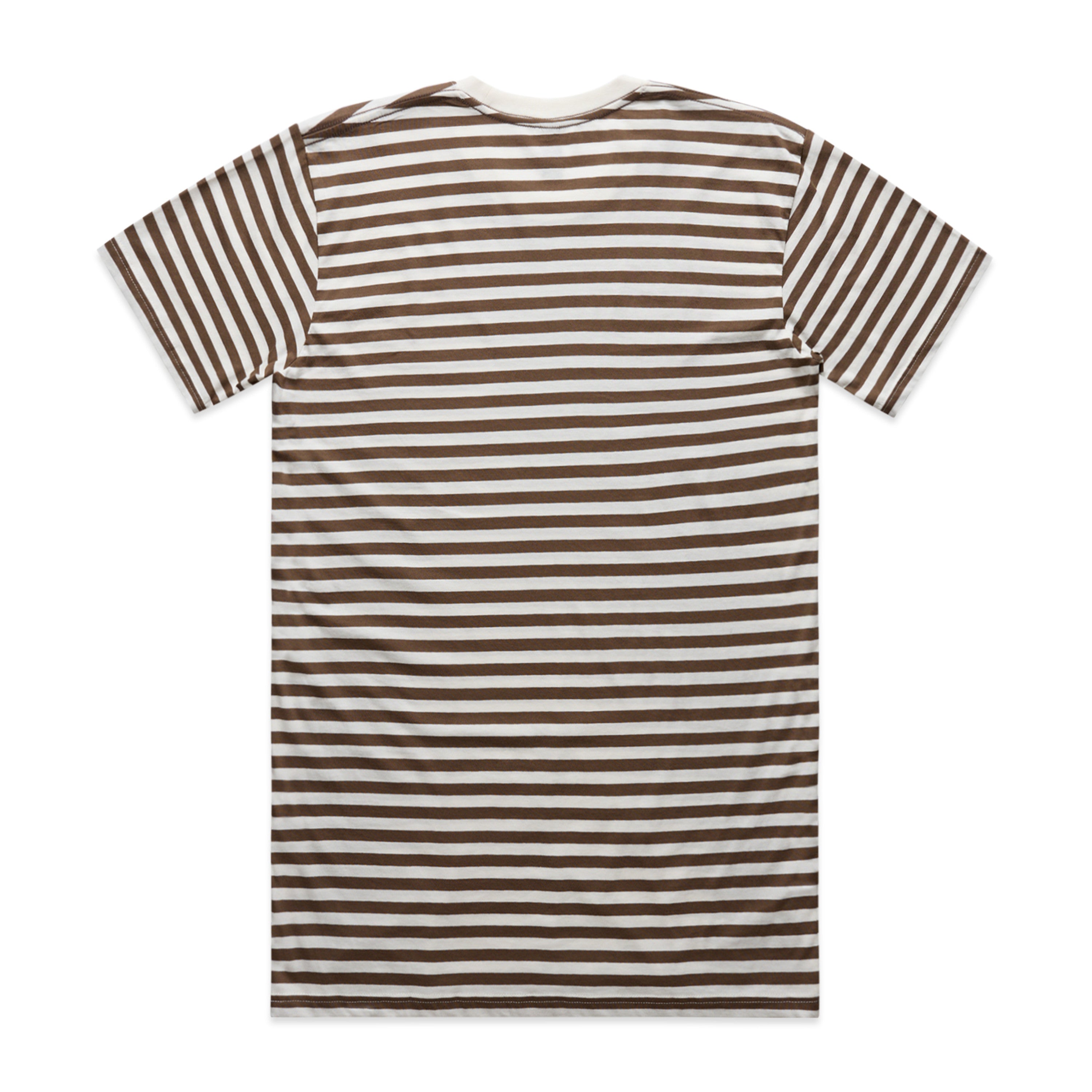 Men's Staple Stripe Tee Shirt | Arena Custom Blanks - Arena Prints - Back -Walnut - Brown - Natural - White