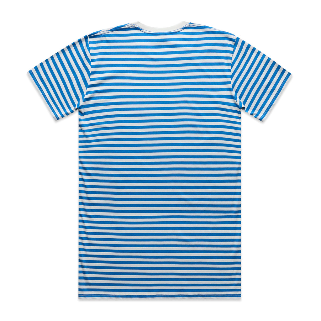 Men's Staple Stripe Tee Shirt | Arena Custom Blanks - Arena Prints - Back - Mid Blue - Natural - Blue - White