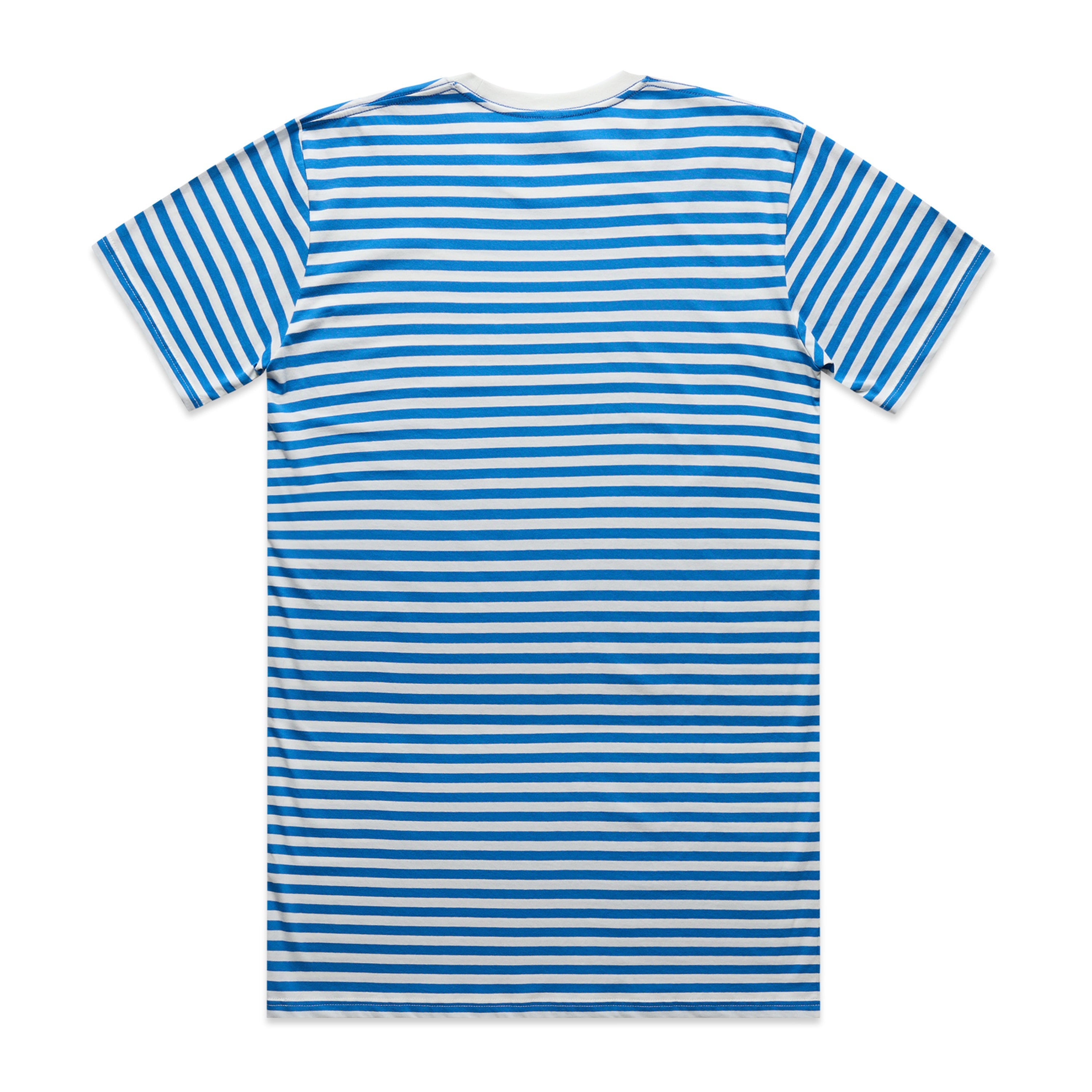 Men's Staple Stripe Tee Shirt | Arena Custom Blanks - Arena Prints - Back - Mid Blue - Natural - Blue - White