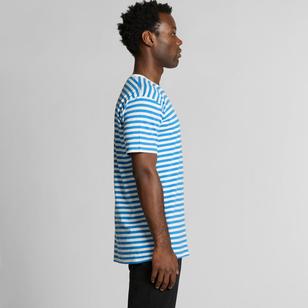 Men's Staple Stripe Tee Shirt | Arena Custom Blanks - Arena Prints - Modeled Shot - Side
