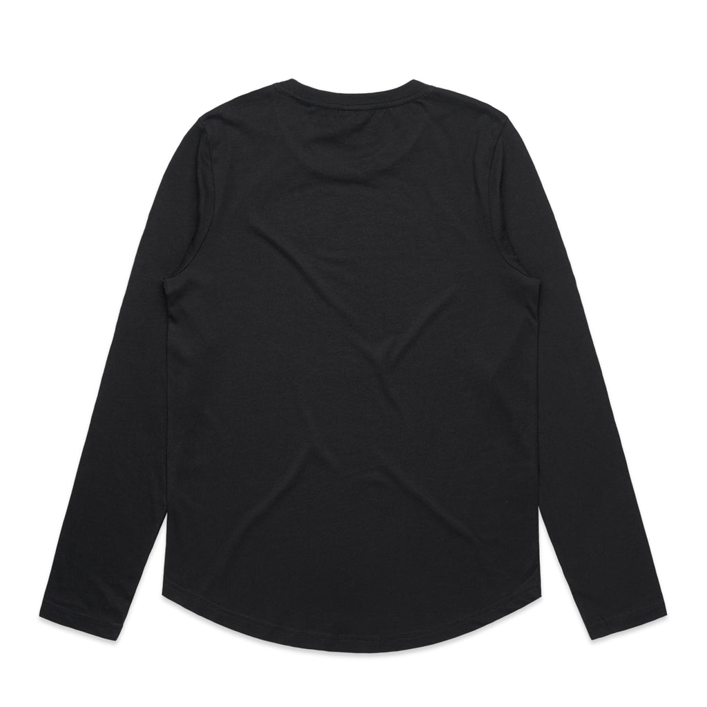 Women's Maple Curve Long Sleeve Tee | Arena Custom Blanks - Arena Prints - Back - Black