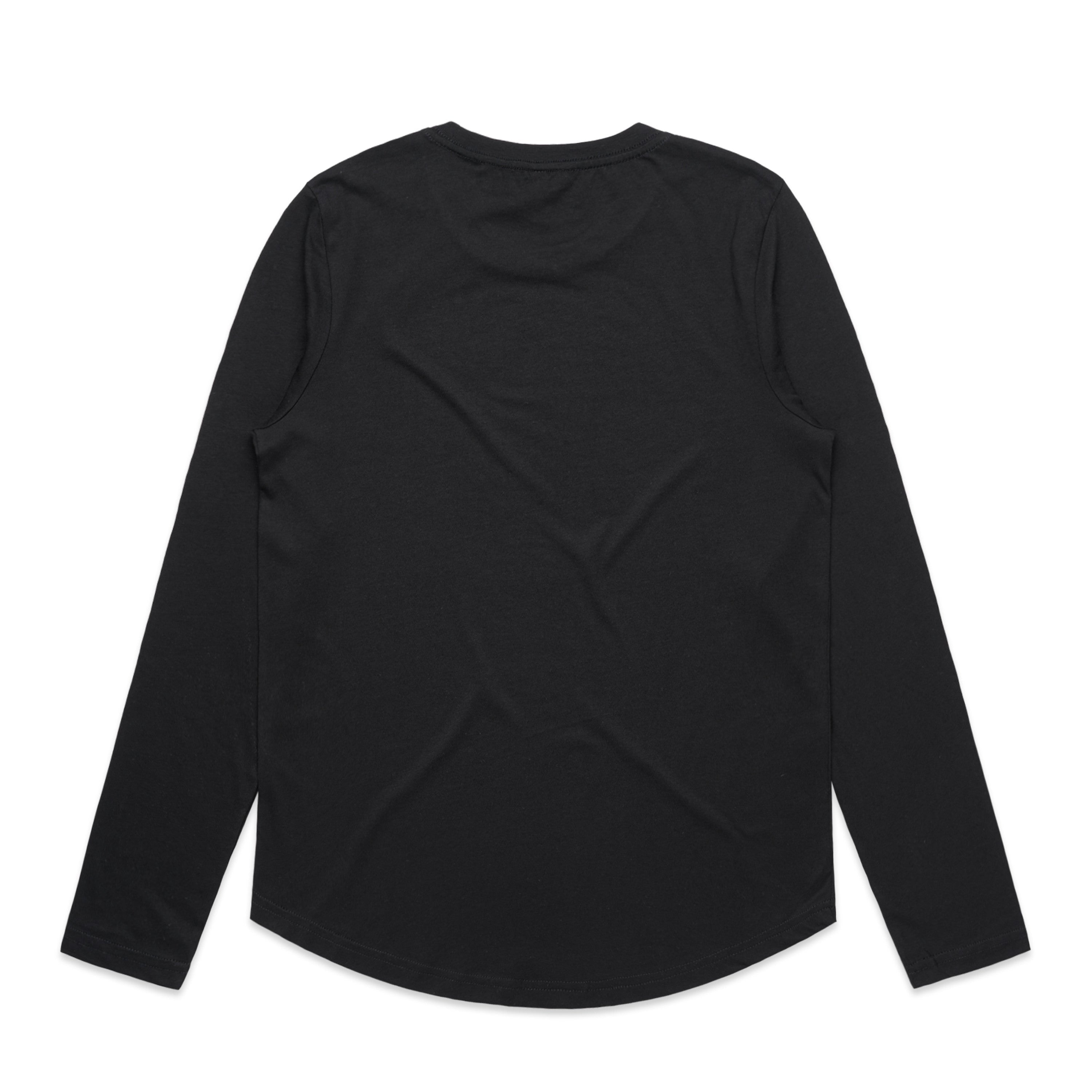 Women's Maple Curve Long Sleeve Tee | Arena Custom Blanks - Arena Prints - Back - Black