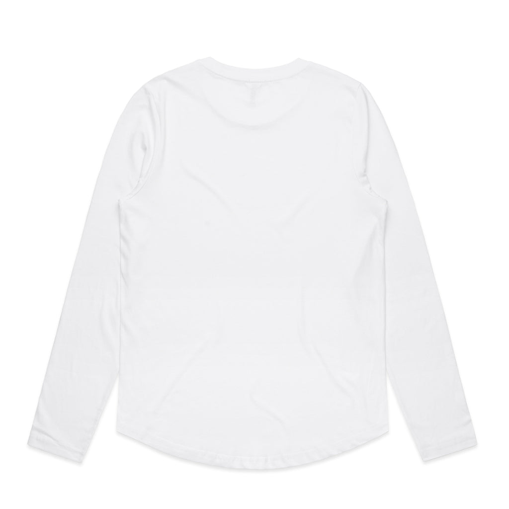 Women's Maple Curve Long Sleeve Tee | Arena Custom Blanks - Arena Prints - Back - White