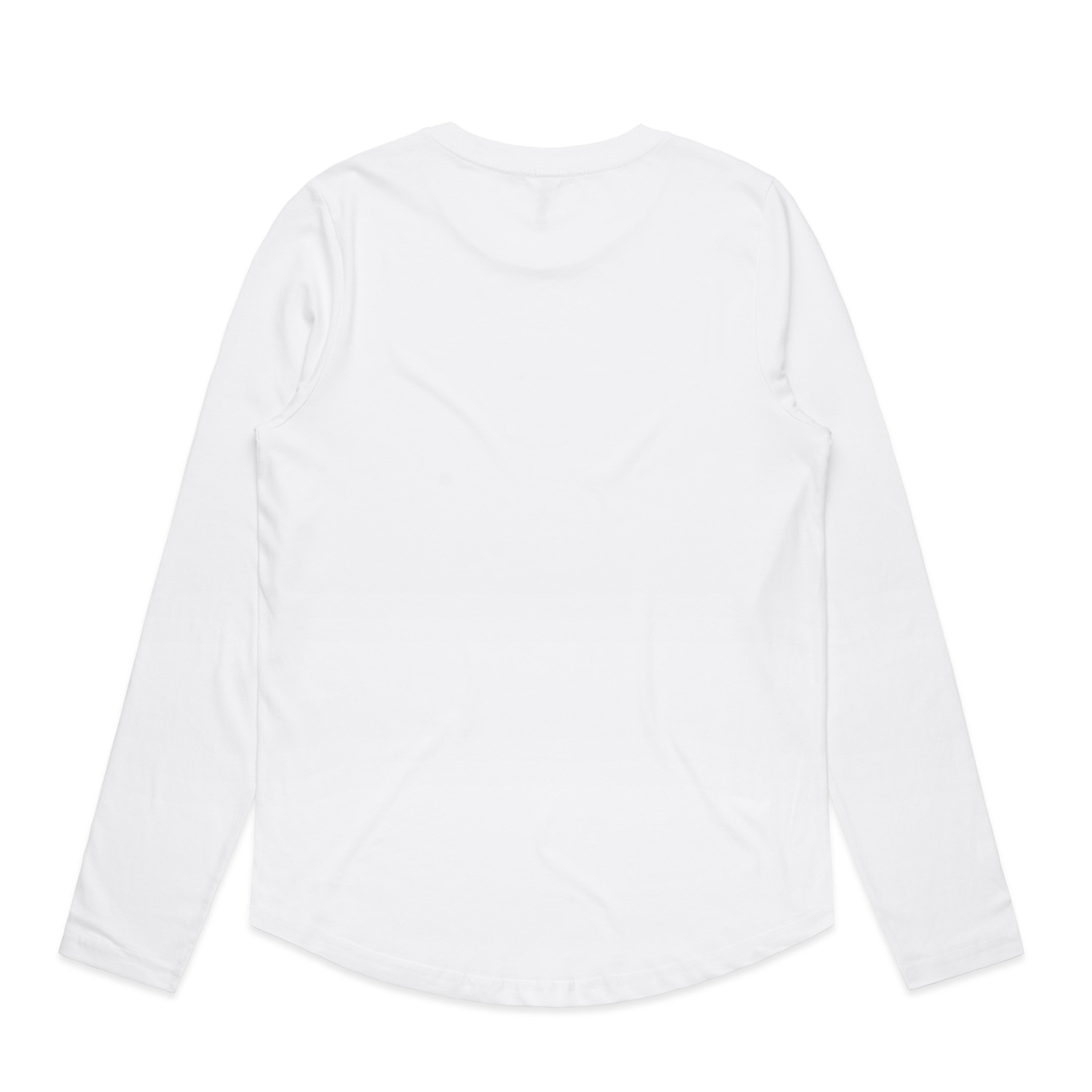 Women's Maple Curve Long Sleeve Tee | Arena Custom Blanks - Arena Prints - Back - White