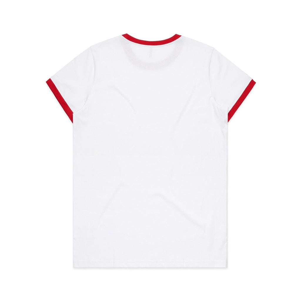 Women's Maple Ringer Tee | Arena Custom Blanks - Arena Prints - Back - Red