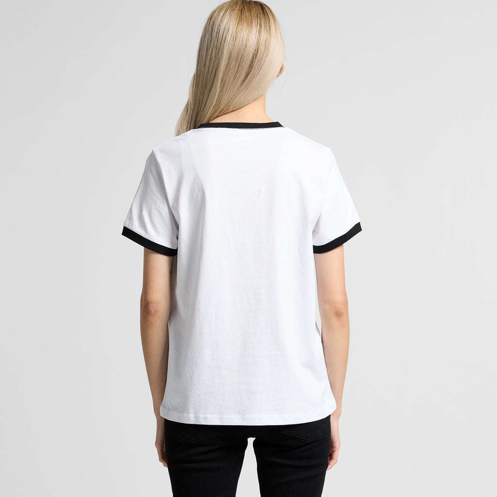 Women's Maple Ringer Tee | Arena Custom Blanks - Arena Prints - Modeled Shot - Back